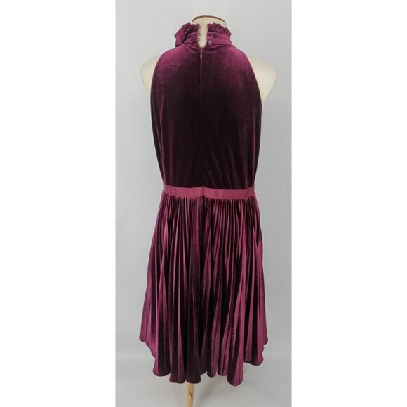 TED BAKER Cornela Pleated Velvet Midi Dress ~ Oxblood Burgundy TB4 US 5 - Picture 9 of 16